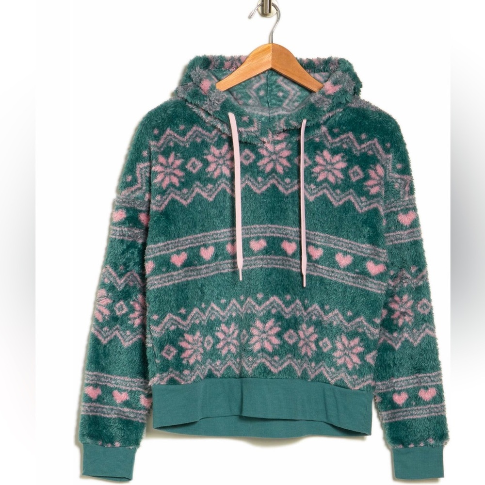 Honeydew Aspen Fair Isle plush hoodie Women’s medium